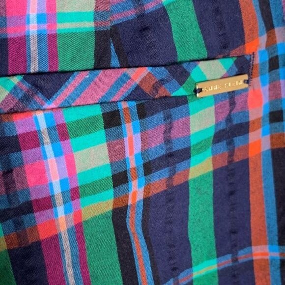 Anne Klein Plaid Chino Shorts Size 4 Navy Pink Preppy Summer Casual - Picture 6 of 6